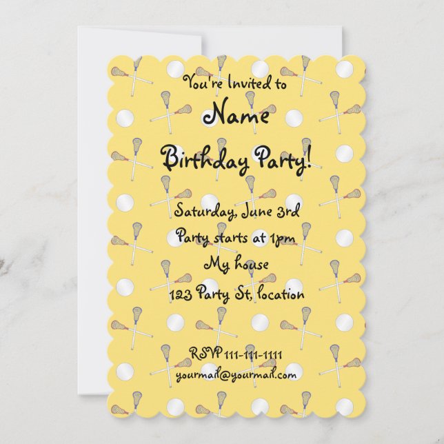 Gult lacrossemönster inbjudningar (Framsida)