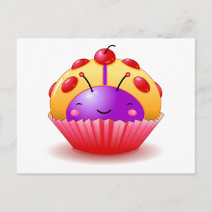 Gult Ladybug Cupcoa-vykort Vykort
