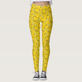 Gult lägga benen på ryggen för bananmönster leggings