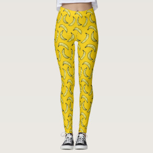 Gult lägga benen på ryggen för bananmönster leggings