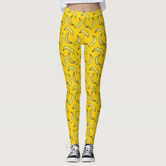 Gult lägga benen på ryggen för bananmönster leggings