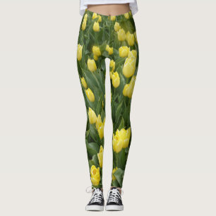 Gult lägga benen på ryggen för tulpanfält leggings