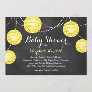 Gult Lanternor på Chalk Baby Shower-inbjudan Inbjudningar