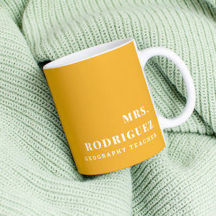 Gult Lärare i Modern Custom Name Subjekt Kaffemugg