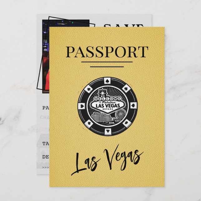 Gult Las Vegas-pass Spara datum Spara Datumet (Fram/baksida)