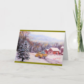 Gult Lastbil: Tomt gratulationskort för jul Inbjudan