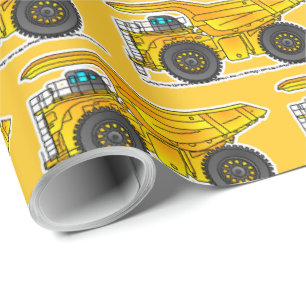 Gult Lastbil Wrapping Papper, Dumper Presentpapper