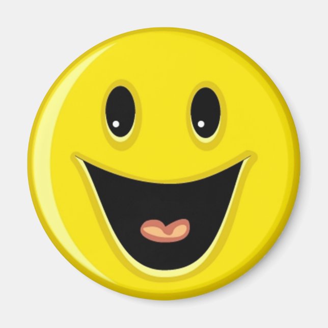Gult Laughing Smile Ansikte Magnet (Framsidan)