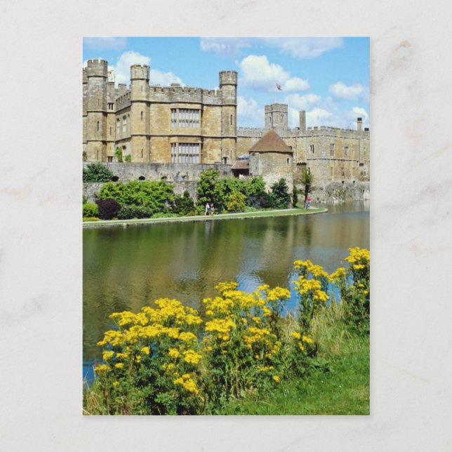 gult Leeds Castle, Kent, Englands blommor Vykort (Framsida)