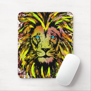 Gult Lejon huvud - musknapp - Lejon Mousepad Musmatta