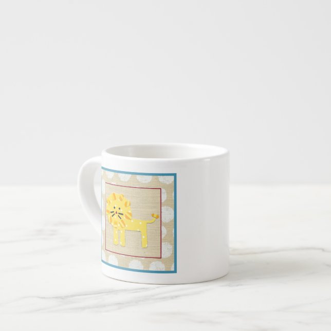 Gult Lejon med Vita Polka dots Espressomugg (Framsida vänster)