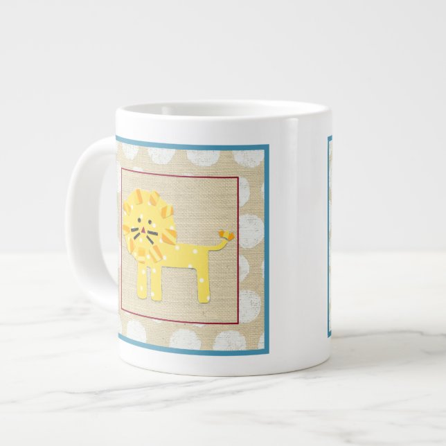 Gult Lejon med Vita Polka dots Jumbo Mugg (Framsida vänster)