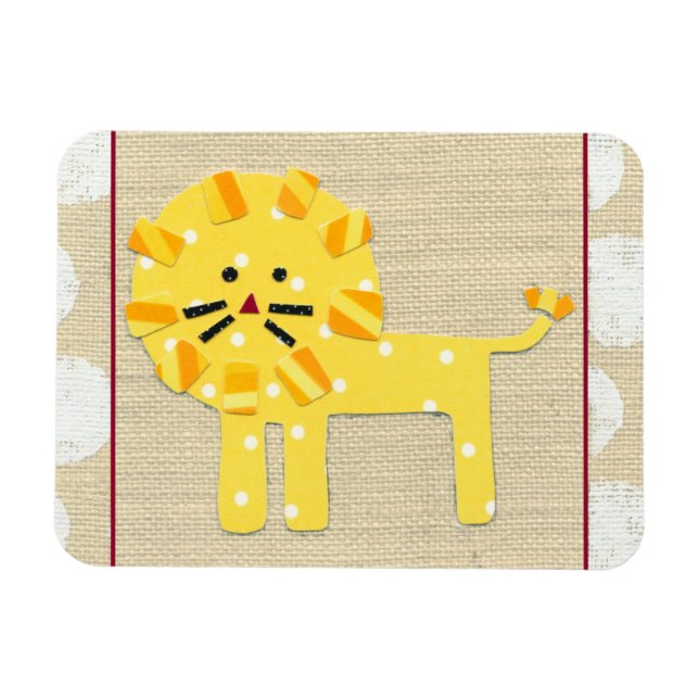 Gult Lejon med Vita Polka dots Magnet (Horisontell)
