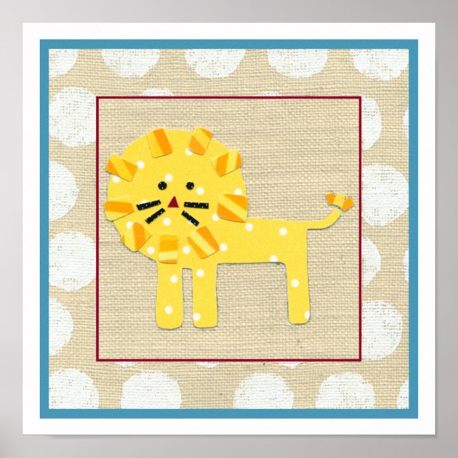Gult Lejon med Vita Polka dots Poster (Framsidan)
