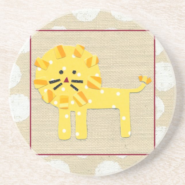Gult Lejon med Vita Polka dots Underlägg Sandsten (Framsidan)