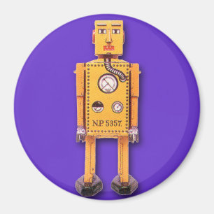 Gult Leksak Robot Round Magnet