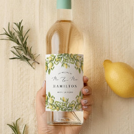 Gult Lemon amalfi kusten Medelhavet Bröllop Vinflaska Etikett