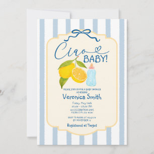 Gult Lemon Blue Italien Ciao Baby Shower Inbjudan