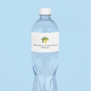 Gult Lemon Bröllop Vattenflaskor Etikett