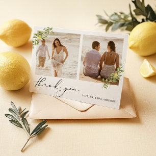 Gult Lemon Citrus Calligraphy Bröllop Tack Kort
