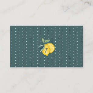 Gult Lemon Citrus & Foliage Polka Dot Visitkort