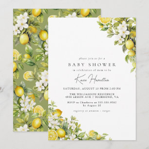 Gult Lemon Citrus Fruit Summer Baby Shower Inbjudningar