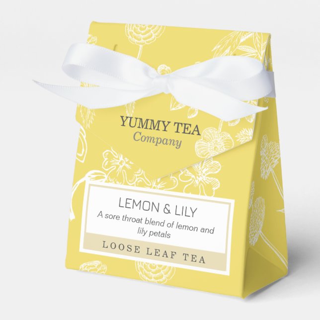 Gult Lemon - Förpackning med Löv-tea, liten ruta Presentaskar (Framsidan Sidan)