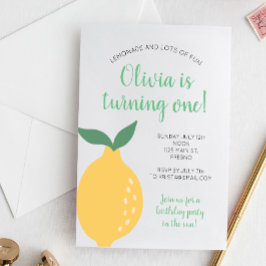 Gult Lemon första födelsedag, en födelsedag Inbjudningar