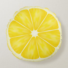 Gult Lemon Fruit Slice by Cindy Bendel Rund Kudde