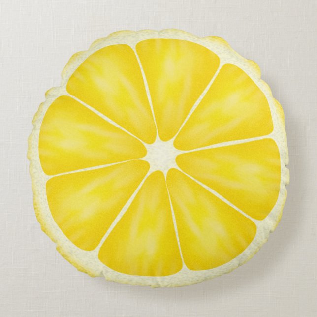 Gult Lemon Fruit Slice by Cindy Bendel Rund Kudde (Framsidan)