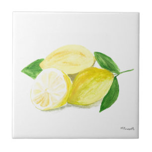Gult Lemon-frukttfärgen Citrus Summer Kakelplatta