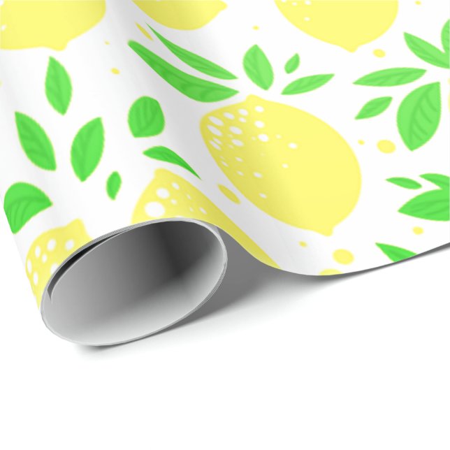 Gult Lemon Gift Wrapping Papper Presentpapper (Rullad Hörn)
