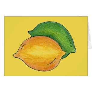 Gult Lemon Grönt Lime Citrus Fruit Cooking Food Hälsningskort