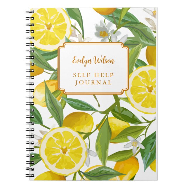 Gult Lemon Grove Bright Sommar Personlig Namn Anteckningsbok (Framsidan)