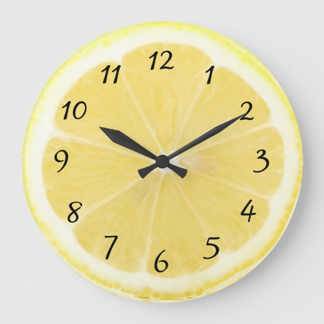 Gult Lemon Kitchen Clock Stor Klocka (Framsida)