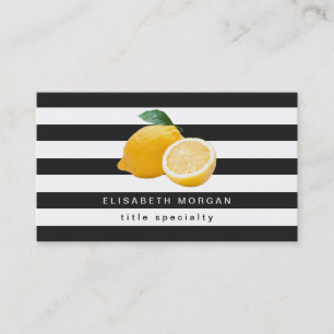 Gult Lemon Logotyp med Classic Black White Rand Visitkort
