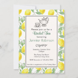 Gult Lemon Mönster Möhippa Tea Inbjudan