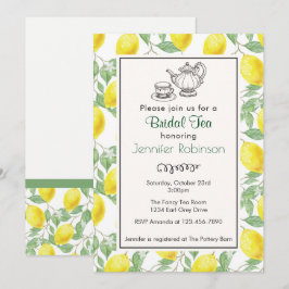 Gult Lemon Mönster Möhippa Tea Inbjudan