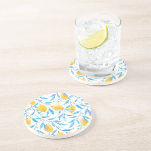 Gult Lemon och Blue löv Underlägg