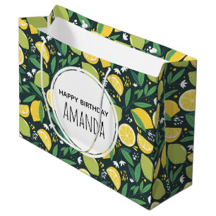 Gult Lemon och Grönt Lime Fruit Mönster Birthday