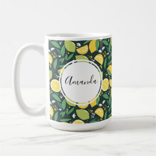 Gult Lemon och Grönt Lime Fruit Mönster Kaffemugg