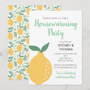 Gult Lemon och Löv House Warming Party Inbjudningar