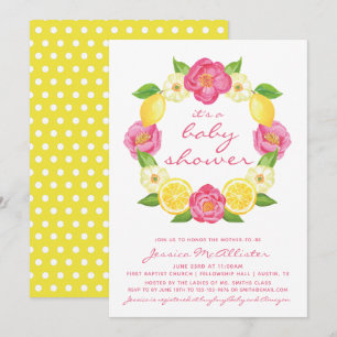 Gult Lemon Rosa ros Utandningsflicka Babyskor Inbjudningar