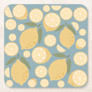 Gult Lemon Seamless Mönster Underlägg Papper Kvadrat