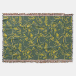 Gult Lemon Sketch på Mörk grönt Filt