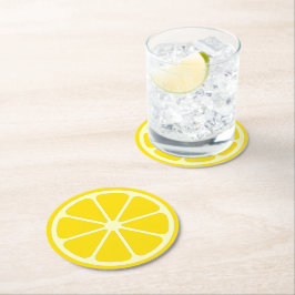 Gult Lemon Slice Party Papper Underlägg Rund