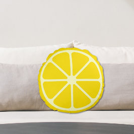 Gult Lemon Slice Roligt Citrus Round Dekorativ kud Rund Kudde
