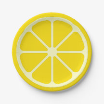 Gult Lemon Slice Roligt Sommar Citrus Papper Plate