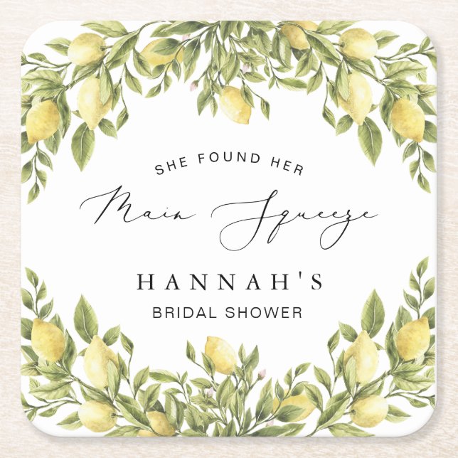 Gult Lemon Sorrento Mediterranean Möhippa Underlägg Papper Kvadrat (Framsidan)