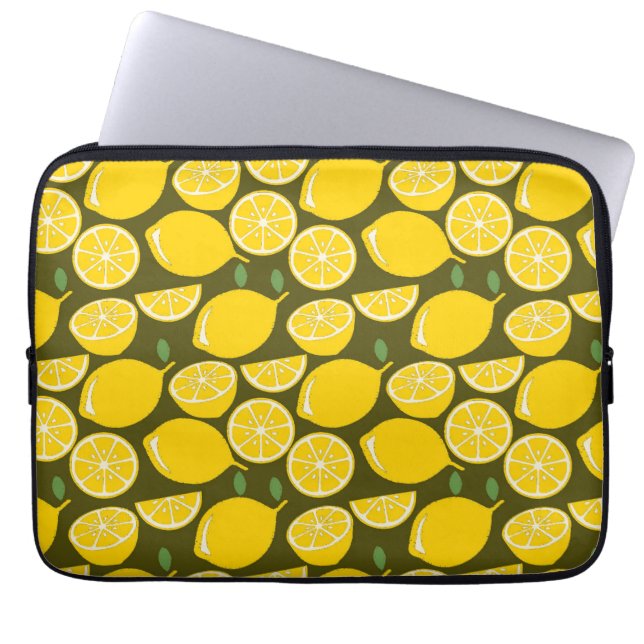 Gult Lemon Tapet Mönster, sommartid Laptop Fodral (Framsidan)
